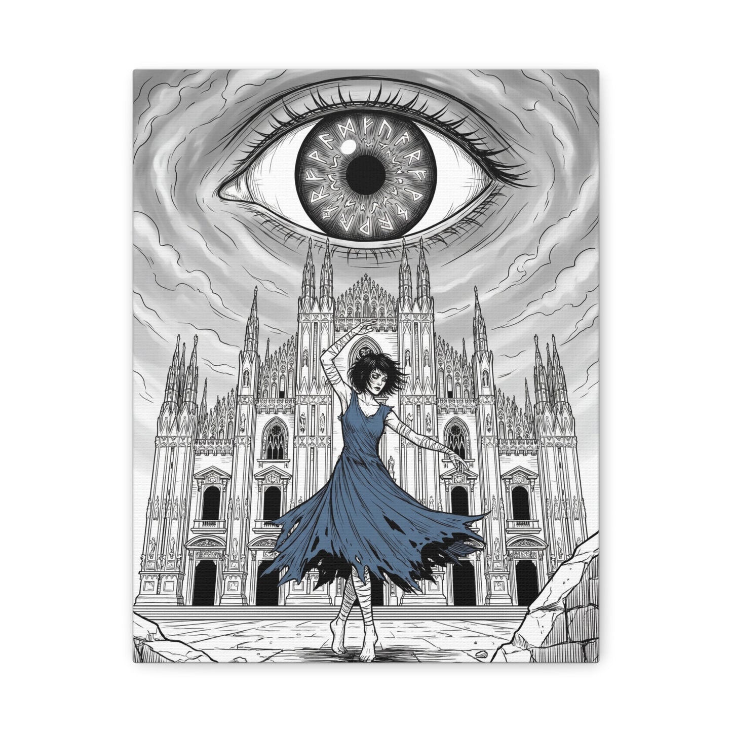 Gothic Watcher Canvas Print — Dancing Under Eyelight